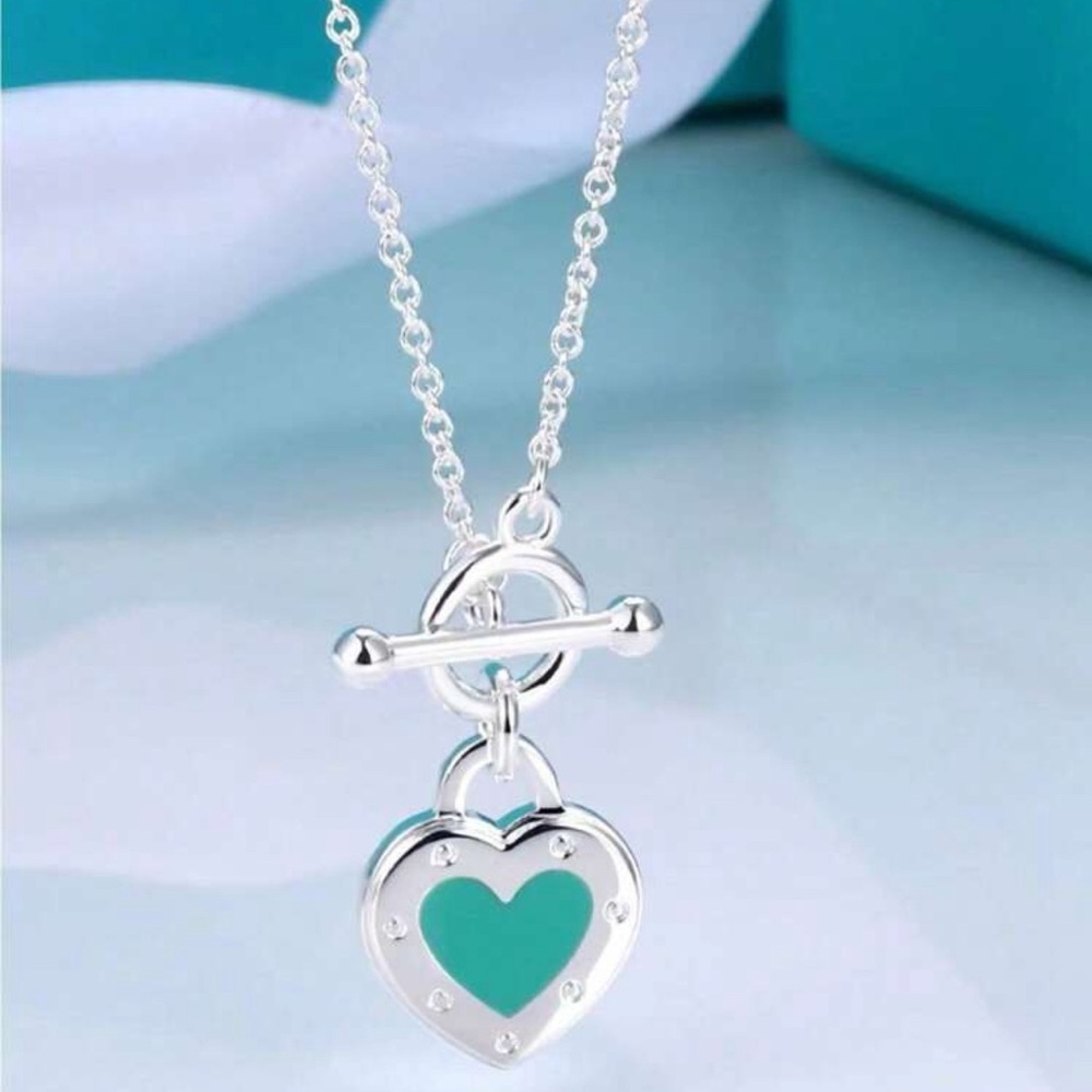 925 Sterling Silver Blue Heart Necklace